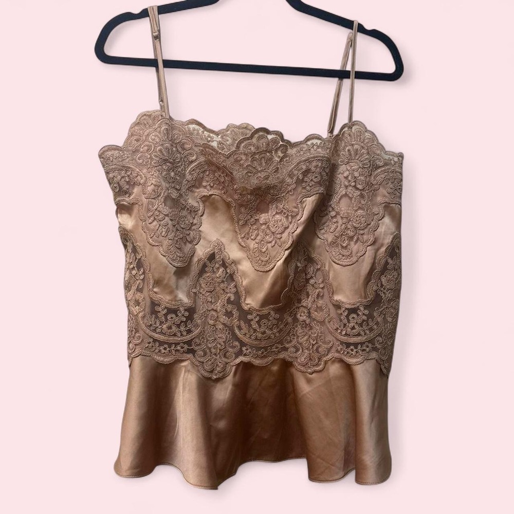 H&M Edition Champagne Satin Lace Cami Top — Size L